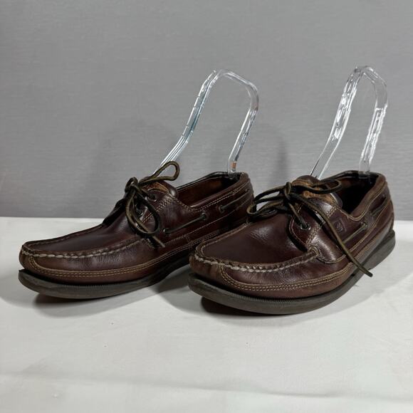 Sperry Top-Sider 0764027 Brown Mako 2 Eye Leather Boat Shoes Mens Sz 9.5 Preppy - Picture 2 of 10
